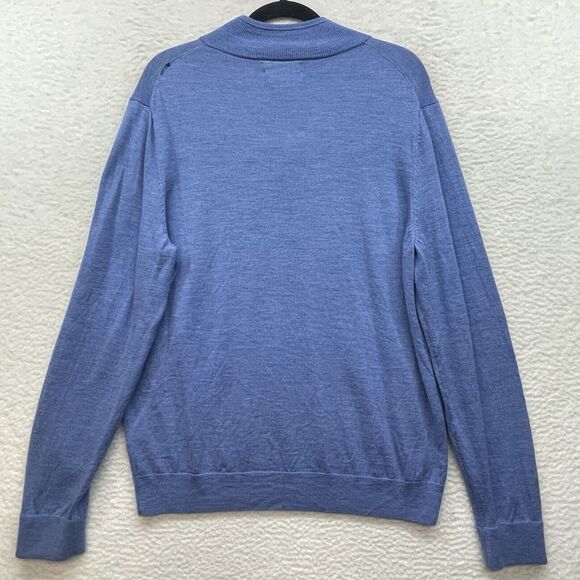 Nordstrom Sweater Mens Extra Large Blue 1/4 Zip Pullover Merino Wool Long Sleeve - Picture 2 of 14
